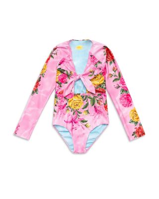 Agua Bendita - Girls' Cindy Mirage Printed Long Sleeve 1 Piece Swimsuit - Little Kid, Big Kid