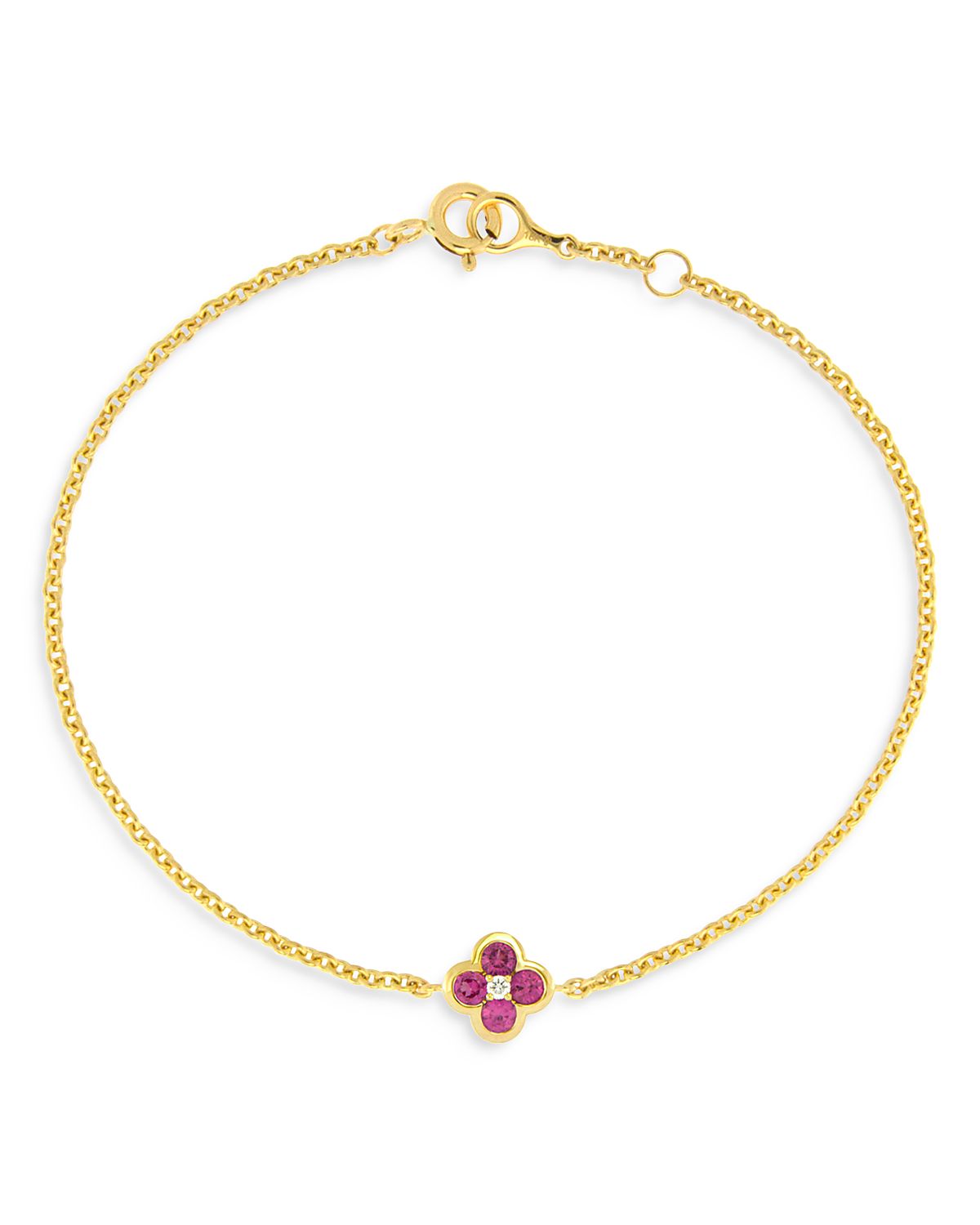 Bloomingdale's Fine Collection Pink Sapphire & Diamond Bezel Clover Chain Link Bracelet