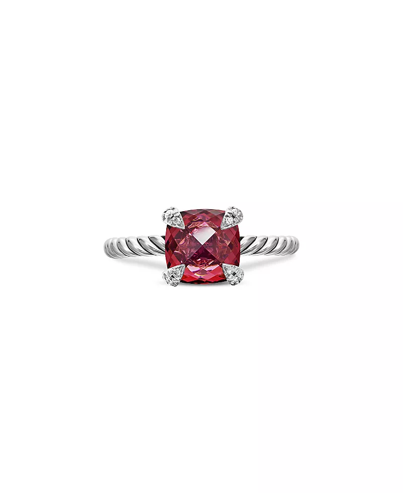 David Yurman Chatelaine Ring with Rhodalite Garnet and Diamonds