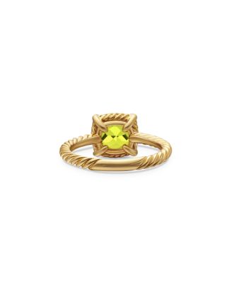 Petite Ch&acirc;telaine&reg; Pav&eacute; Bezel Ring in 18K Yellow Gold with Peridot and Diamonds