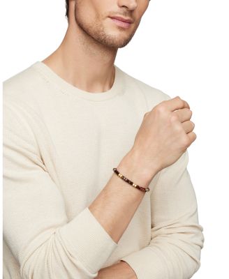 Men's 18K Yellow Gold Spiritual Beads Red Tigers Eye Bead Bracelet