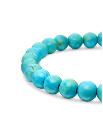 Men's Spiritual Beads Bracelet in Sterling Silver with Turquoise, 8mm