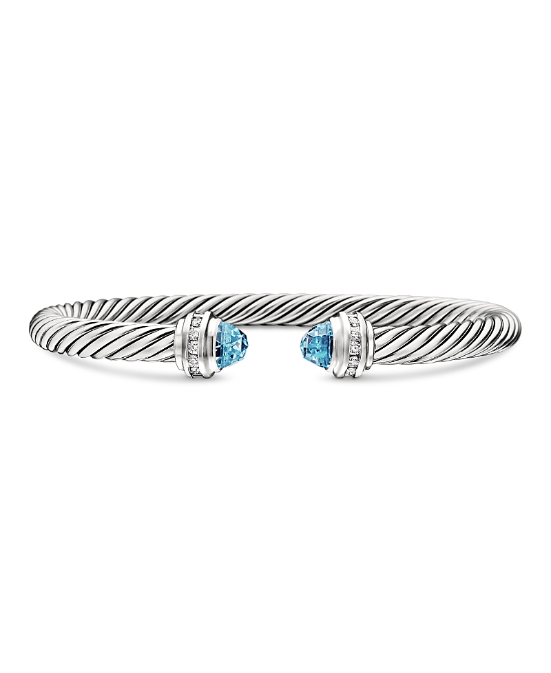 David Yurman Cable Classics Bracelet with Blue Topaz and Diamonds