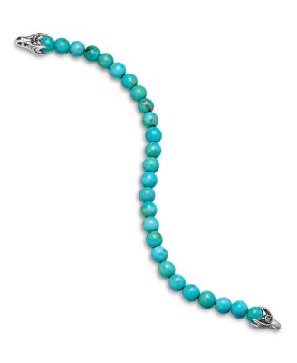 Men's Spiritual Beads Bracelet in Sterling Silver with Turquoise, 8mm