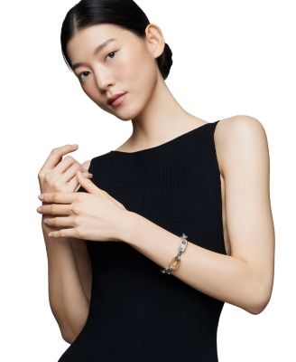 DY Madison Chain Bracelet in Sterling Silver with 18K Yellow Gold, 13.5mm