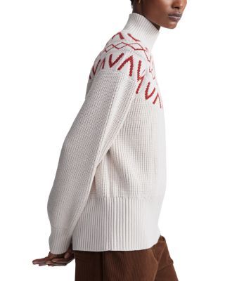 Marcie Fair Isle Yoke Mock Neck Knit Sweater