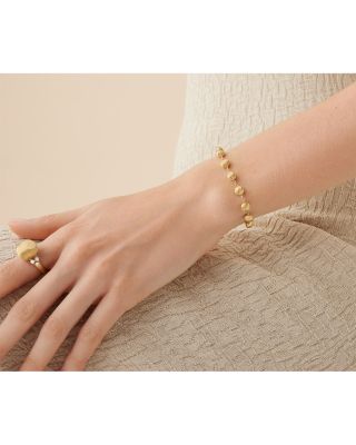 18K Yellow Gold Africa Textured Bead Bracelet