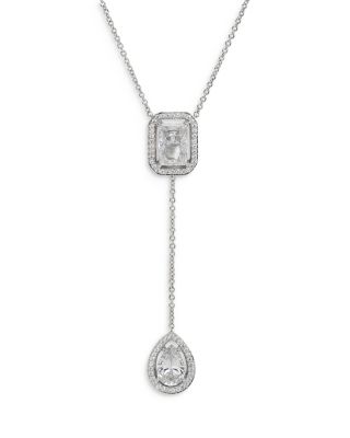 Nadri Radiant Cubic Zirconia Halo Lariat Necklace, 16-18
