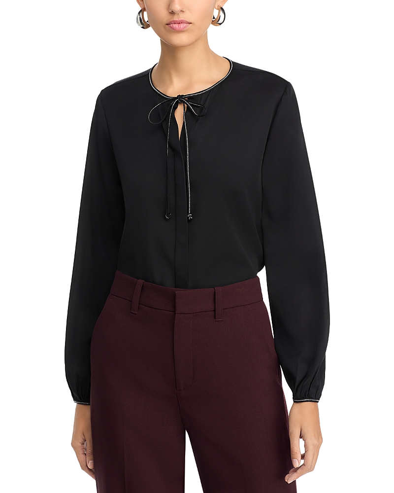 Kobi Halperin Leni Tie-neck Button-down Blouse In Black