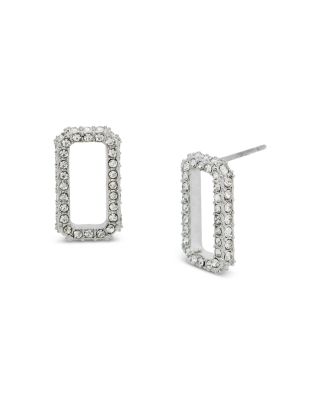 ALLSAINTS - Pav&eacute; Geometric Link Stud Earrings in Rhodium Plated