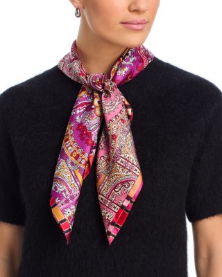 Echo - Color Block Paisley Square Silk Scarf