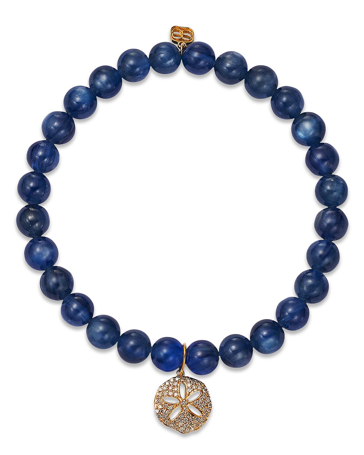 Sydney Evan Pave Diamond Sand Dollar Charm Kyanite Luxuria Beaded Bracelet