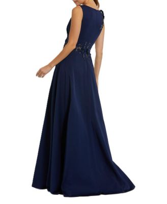  Appliqued Sleeveless A Line Gown