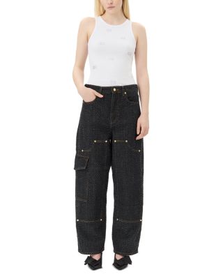 Rib Rhinestone Butterfly Tank Top