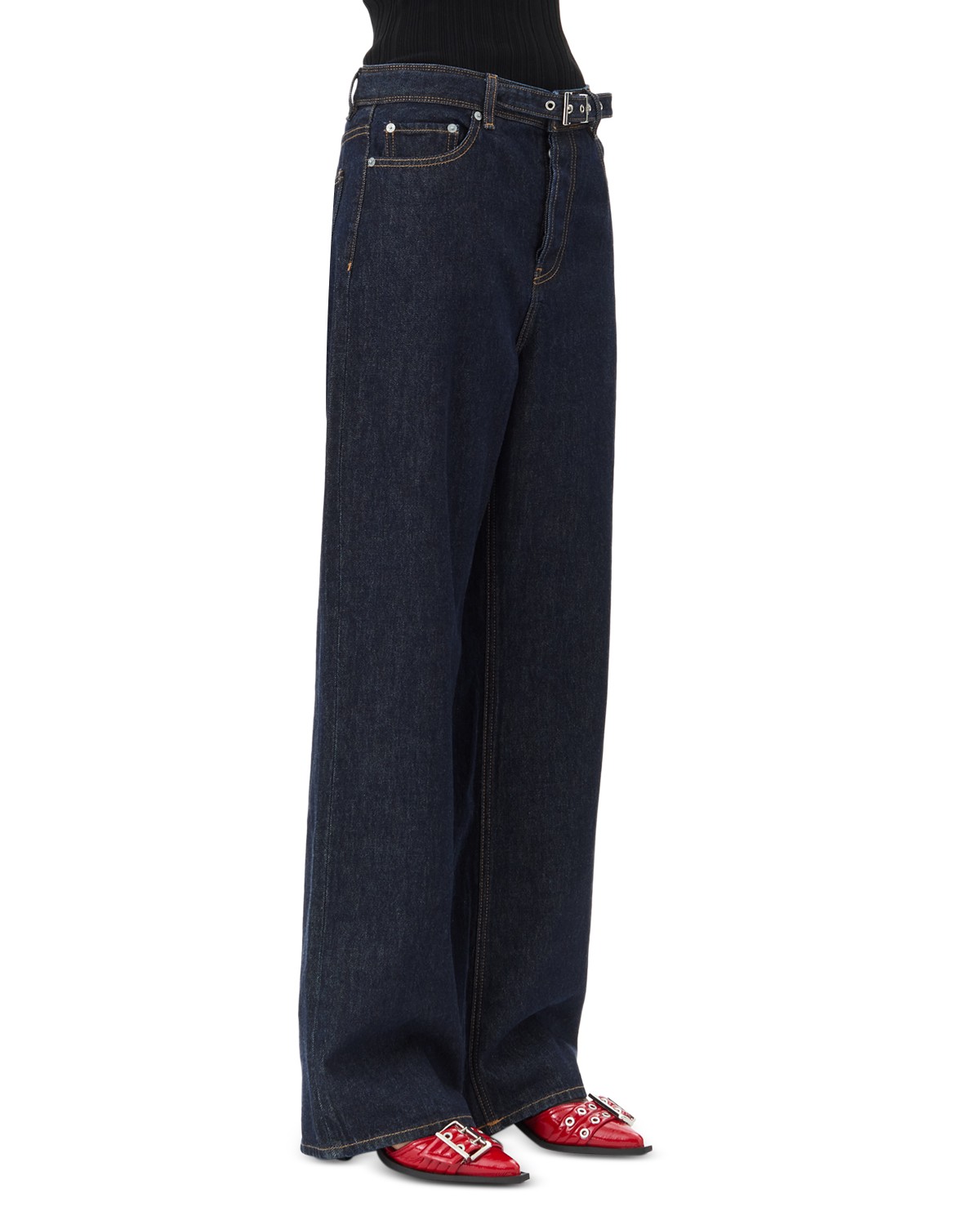 Izey Belted Wide Leg Jeans in Rinse