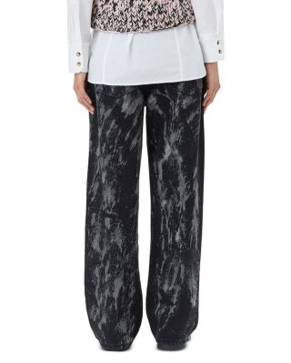 Izey Heavy Wide Leg Jeans in Washed Black