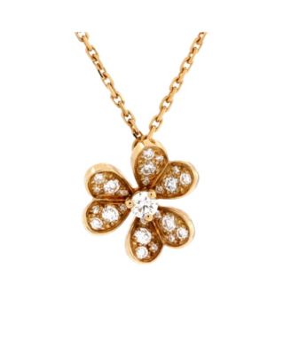 Pre-Owned Van Cleef & Arpels - Mini Frivole Pendant Necklace 18K Gold with Pave Diamonds