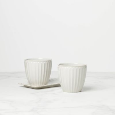 Set of 2 French Perle Herb Pots with Tray