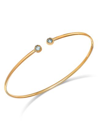 Moon & Meadow - 14K Yellow Gold Blue Topaz Cuff Bangle Bracelet