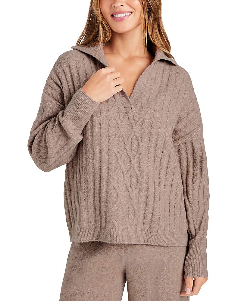 Splendid Stassi Cable Knit Polo Sweater