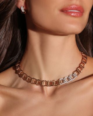 18K Rose & White Gold Huxley Diamond Huggie Earrings 