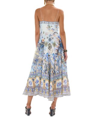 Printed Linen Tie Front Dress in Al Manial Palace Memoirs