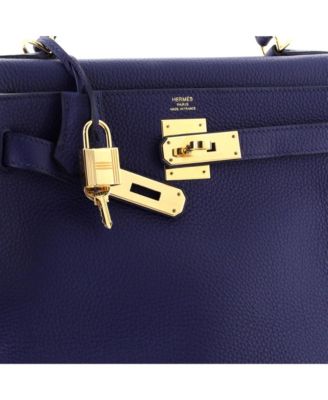 Kelly 28 Handbag Blue Togo with Gold Hardware