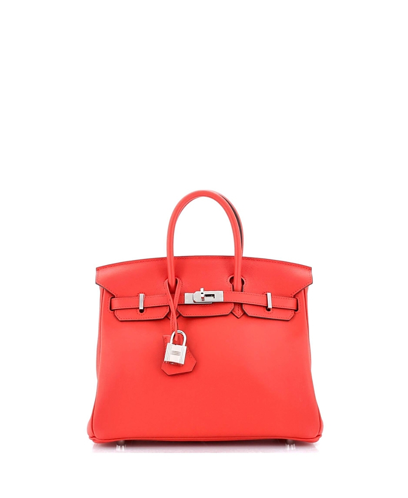 Pre-Owned Hermes Birkin 25 Handbag Red Swift with Palladium Hardware
