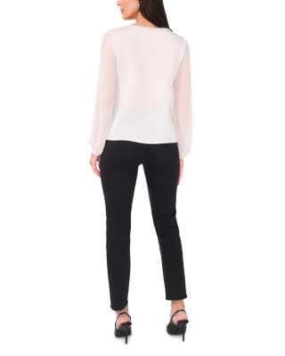 V Neck Chiffon Sleeve Blouse