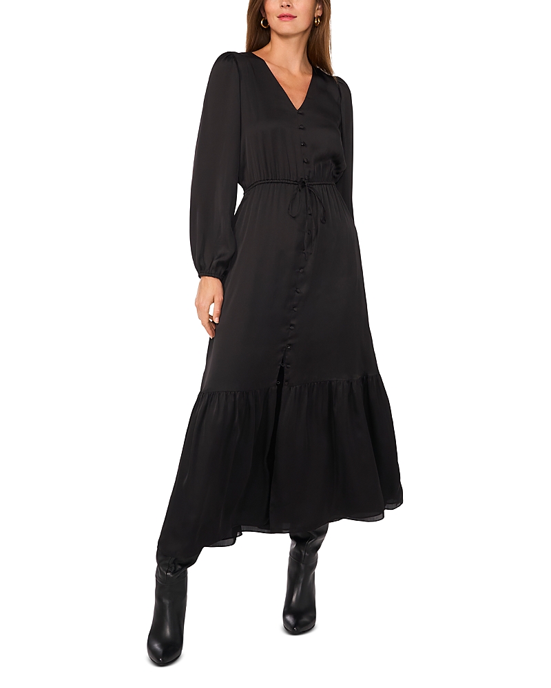 1.state Elastic Waist Button Maxi Dress