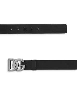 Men&#39;s Leather DG Logo Pin Buckle Belt