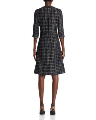 Metallic Plaid Boucle Chain Trim Dress