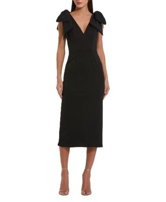 Mac Duggal - Bow Strap Crepe Fitted Midi Dress
