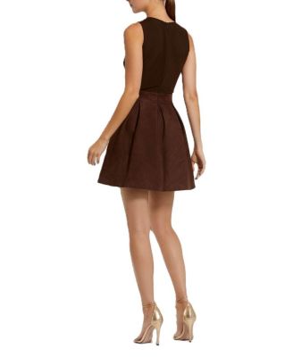 Sleeveless Mesh And Suede A Line Mini Dress