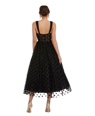  Polka Dot Net Bustier A-Line Midi Dress