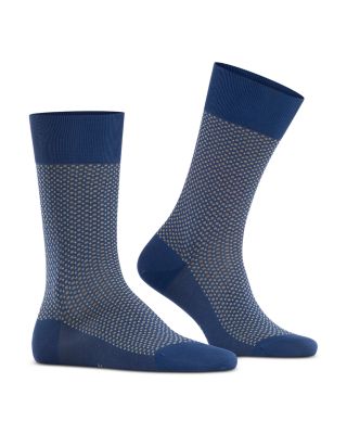 Uptown Tie Cotton & Nylon Grid Crew Socks