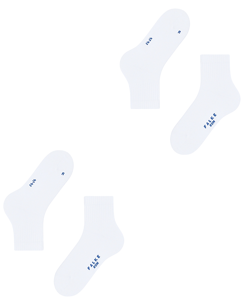 Falke Run Cotton Blend Solid Ribbed Ankle Socks, Pack Of 2 In White