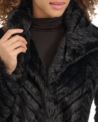 Grooved Faux Fur Coat