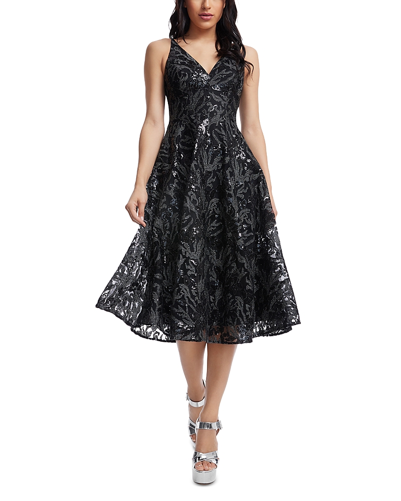 DRESS THE POPULATION DRESS THE POPULATION ELISA LACE FIT AND FLARE DRESS