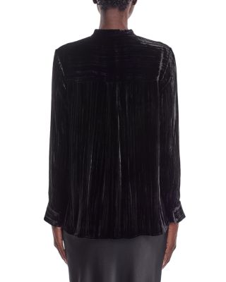 Crushed Velvet Mandarin Collar Shirt