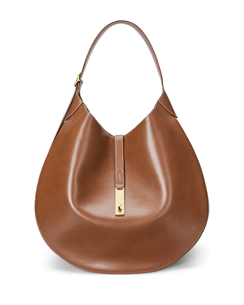 Polo Ralph Lauren Polo Id Large Hobo Shoulder Bag In Brown