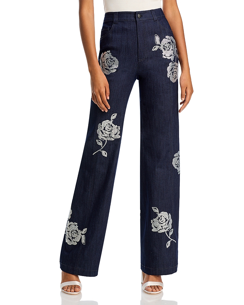 Cinq À Sept Cinq A Sept Heatset Roses Francine High Rise Jeans In Indigo In Indigo