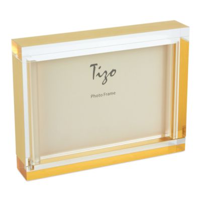 Lucite Block Picture Frame with Gold Tone Edges, 4&amp;quot; x 6&amp;quot;