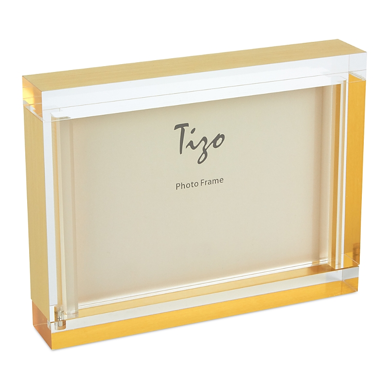 Tizo Lucite Block Picture Frame With Gold Tone Edges, 4 X 6