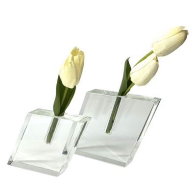 Crystal Large Angled Bud Vase