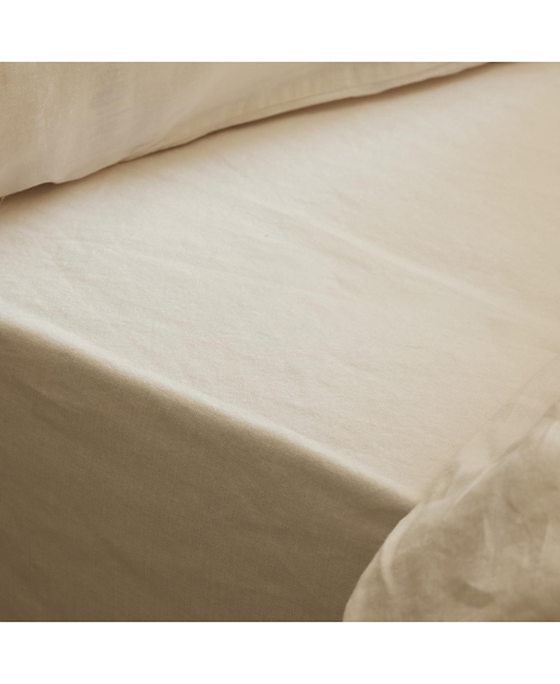 Piglet In Bed Linen Blend Fitted Sheet, Twin In Pearl