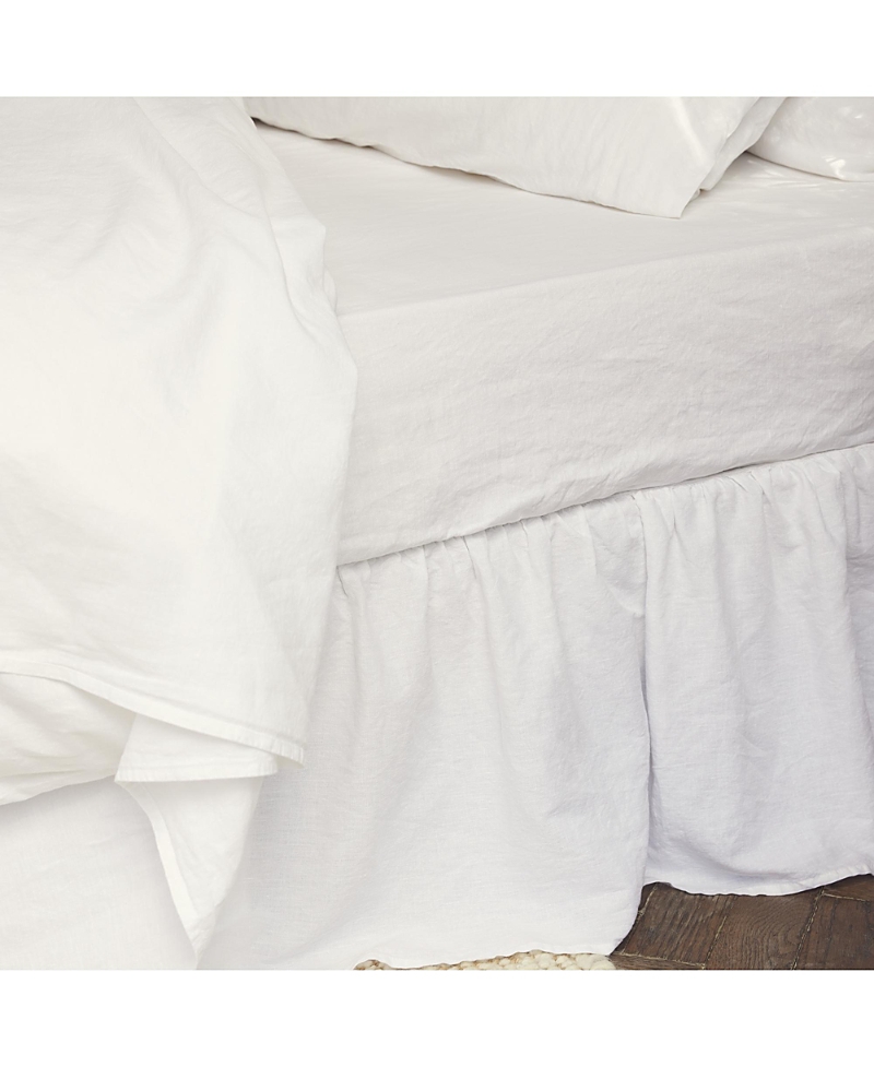 Piglet In Bed Plain Linen Blend Fitted Sheet In White