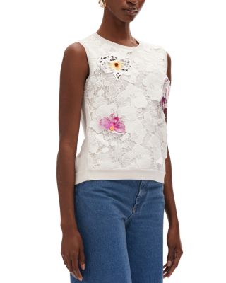Guipure Floral Lace Knit Tank