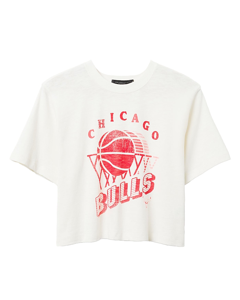 Junk Food Clothing Women's Nba Chicago Bulls Short Sleeve Mock Neck Crop Tee In White