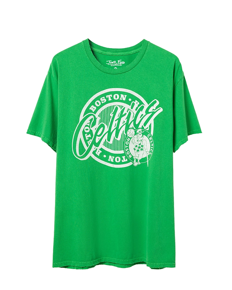 Junk Food Clothing Unisex Nba Boston Celtics Crest Vintage Tee In Kelly Green